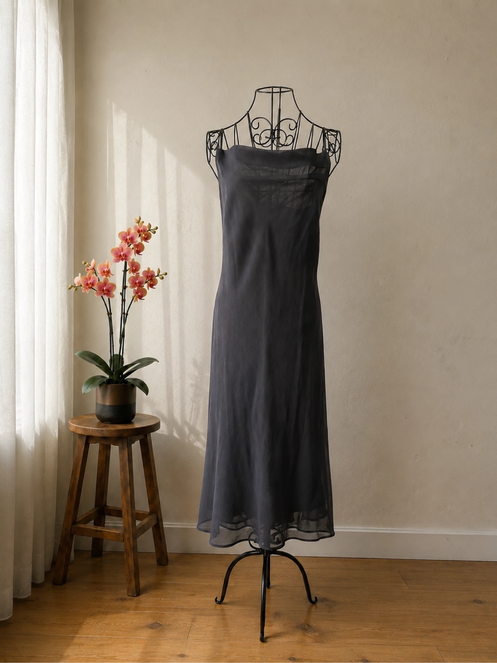 Robe noire Camaïeu T42 fluide voile doublée élégante soirée cérémonie